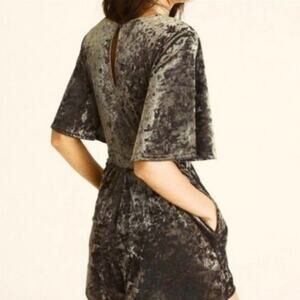American Eagle Olive Green Crushed Velvet Romper